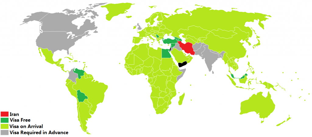 Iran Visa Policy Map